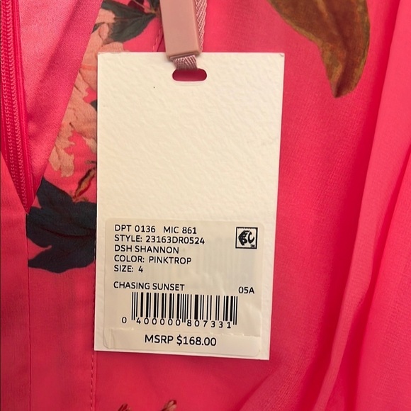 Alex Marie Pink and Green Ruffled Tie Front Sundress - Picture 3 of 5